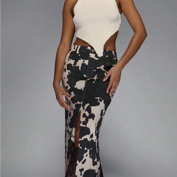 Missguided Dresses & Skirts - Missguided Black and White Maxi Pencil Skirt with Slit